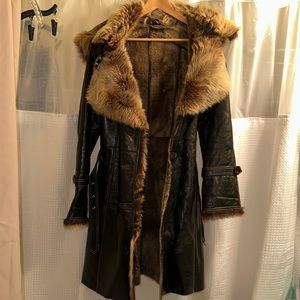 Fur Lined Black Trench Coat